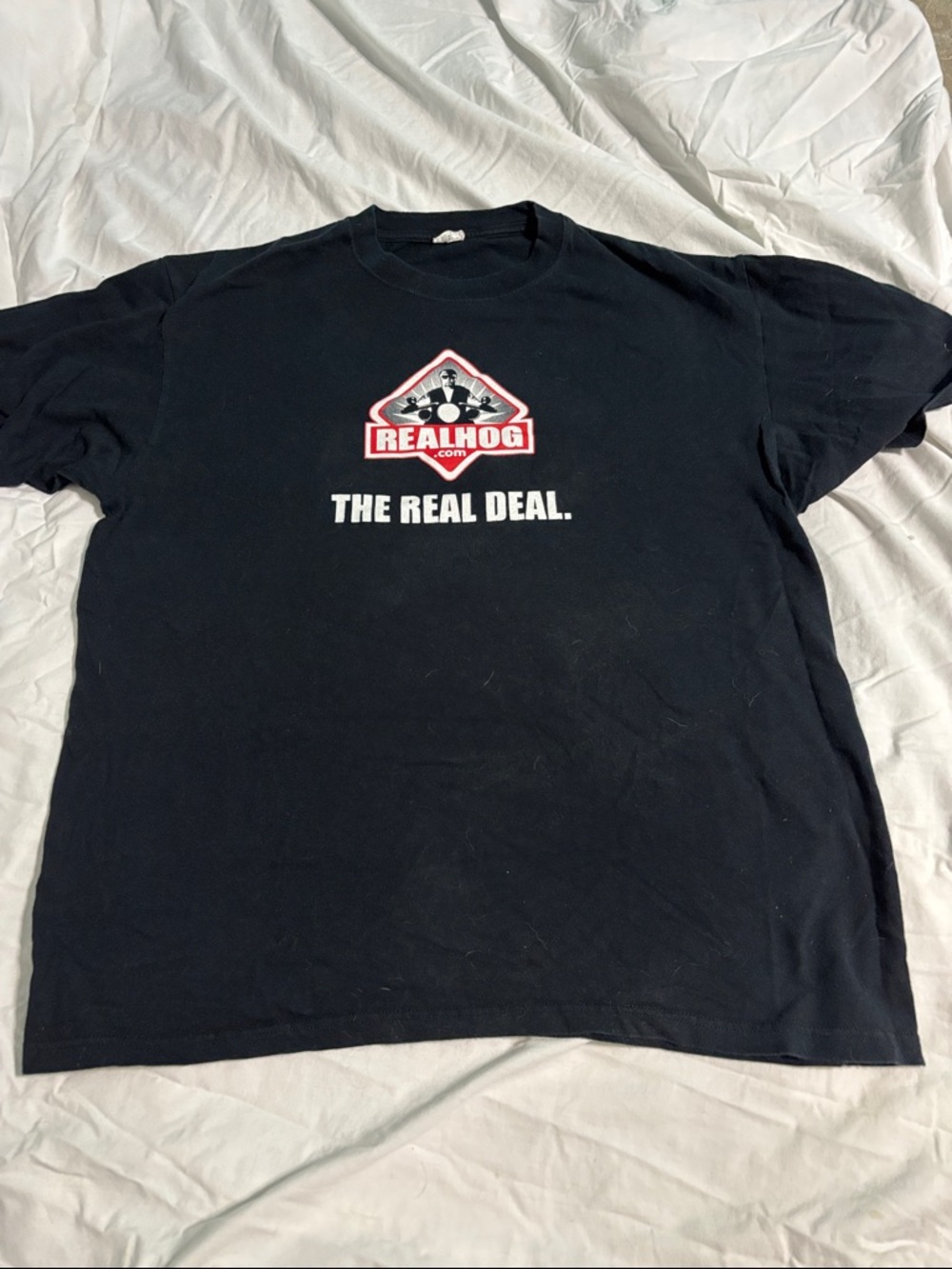 Anvil Black Short-Sleeve RealHog Logo Tee with Red and White Accents